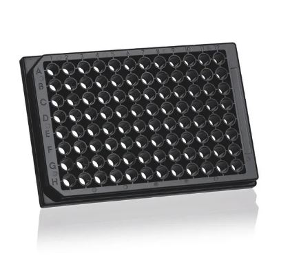 PLACA MICROTITER F/PLANO 96 POC NEGRA/TRANSP (100)