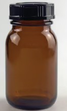 FRASCO VIDRIO TOPACIO 50 ML B/ANCHA C/TAPON ROSCA